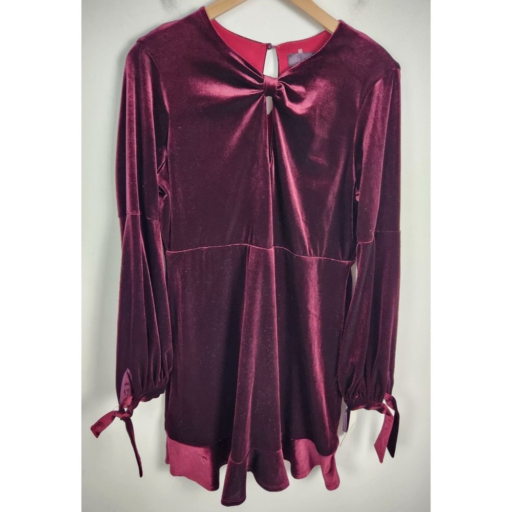 Hale Bob Women's Sz. L Purple Velvet Long Sleeve Boho Dress NWT